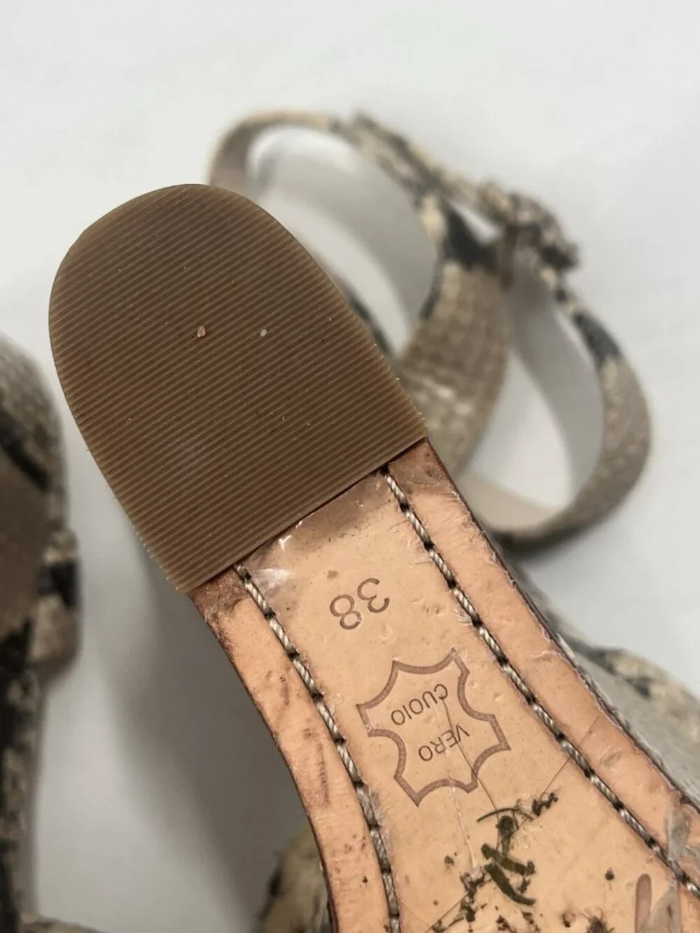 Alice + Olivia Snakeskin Print Platform Slingbacks Peep Toe Sz 38 / 8 Y2k Glam